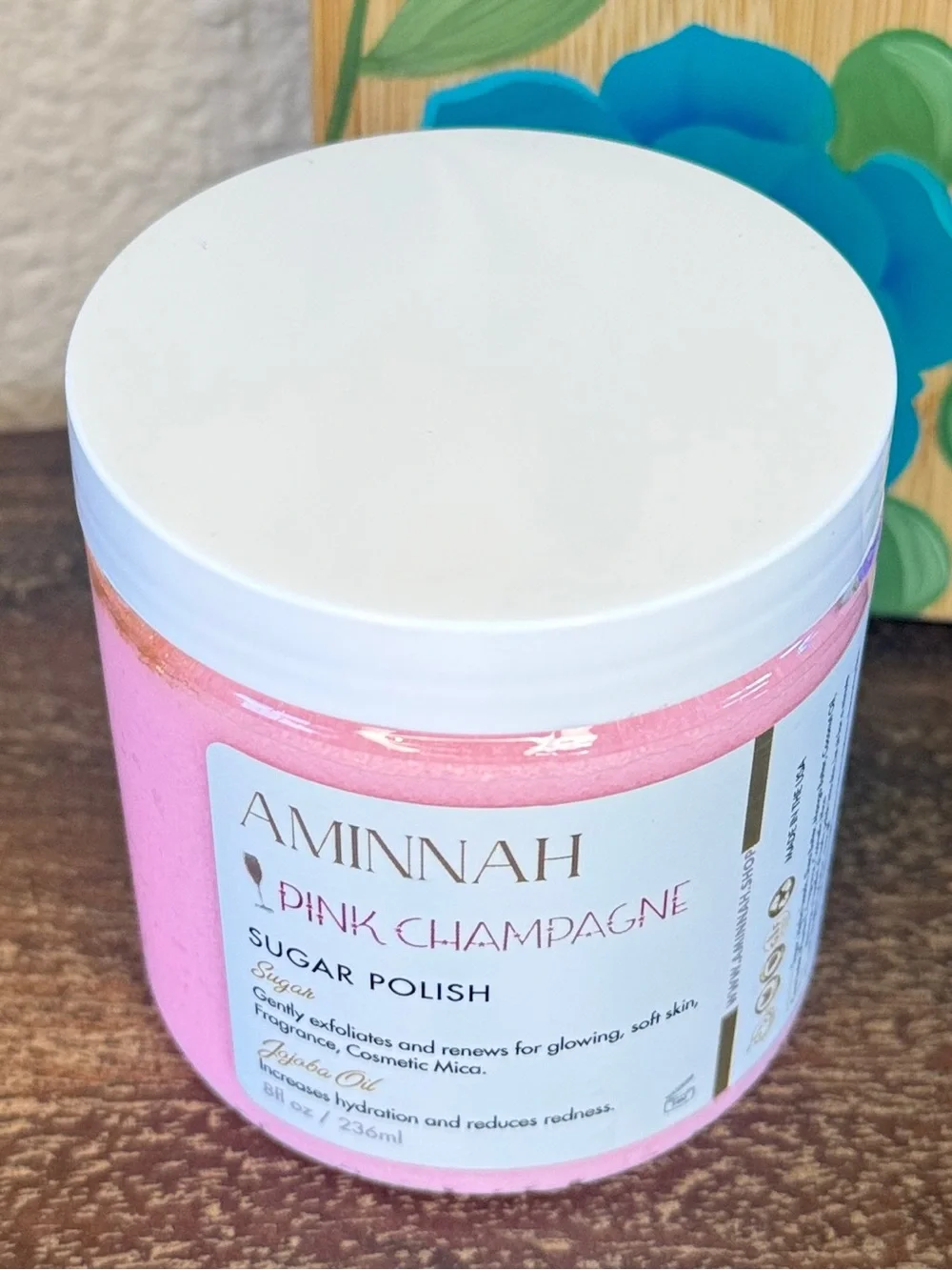 Aminnah Pink Champagne Sugar Polish, 8 fl oz